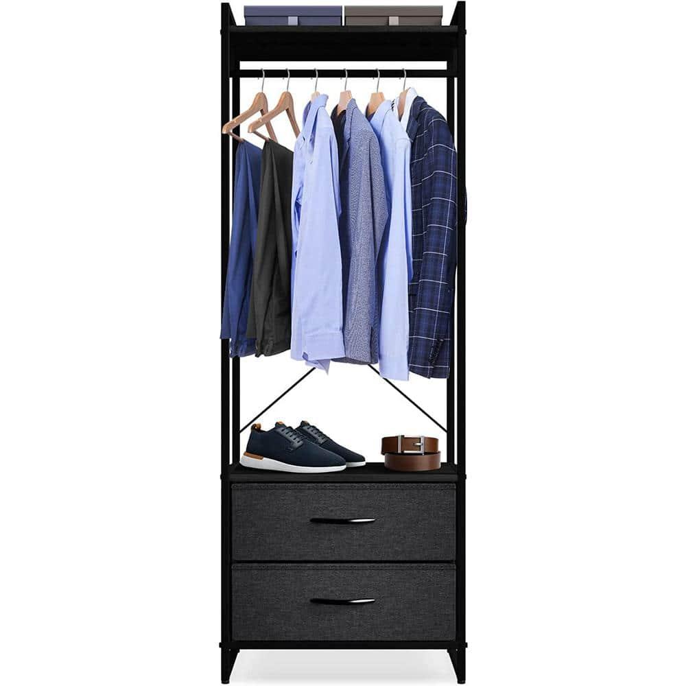 Sorbus Sorbus 2 Drawer Clothing Rack with Wood Top and Steel Frame