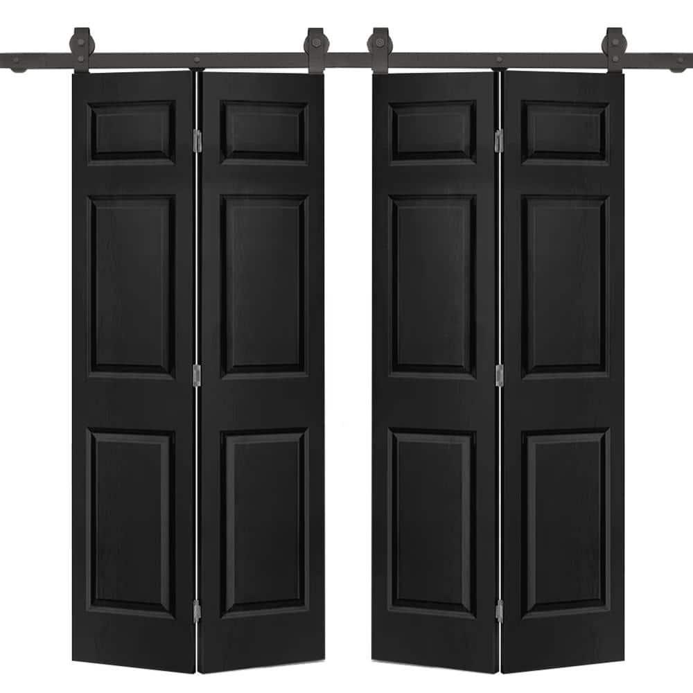 Calhome Paneled MDF Composite Double Bifold Barn Doors with Installation Hardware Kit
