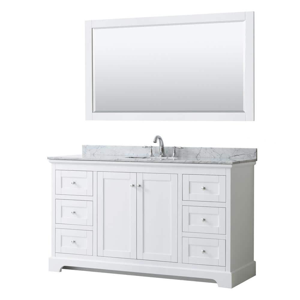 Wyndham Collection Avery 60" Oval Sink Wood Single Bathroom Vanity in White