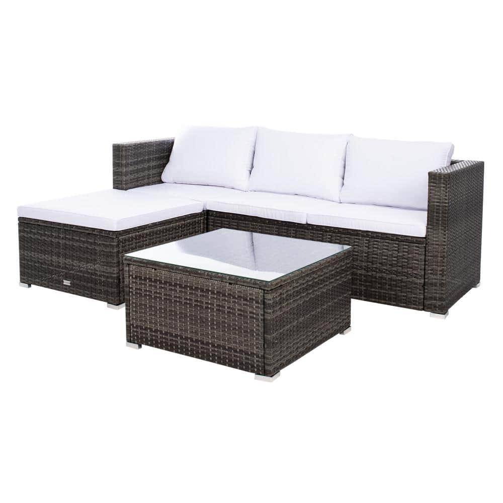 Madalina Living Set - Indoor/Outdoor - PAT7509 - Grey Brown/White - Safavieh