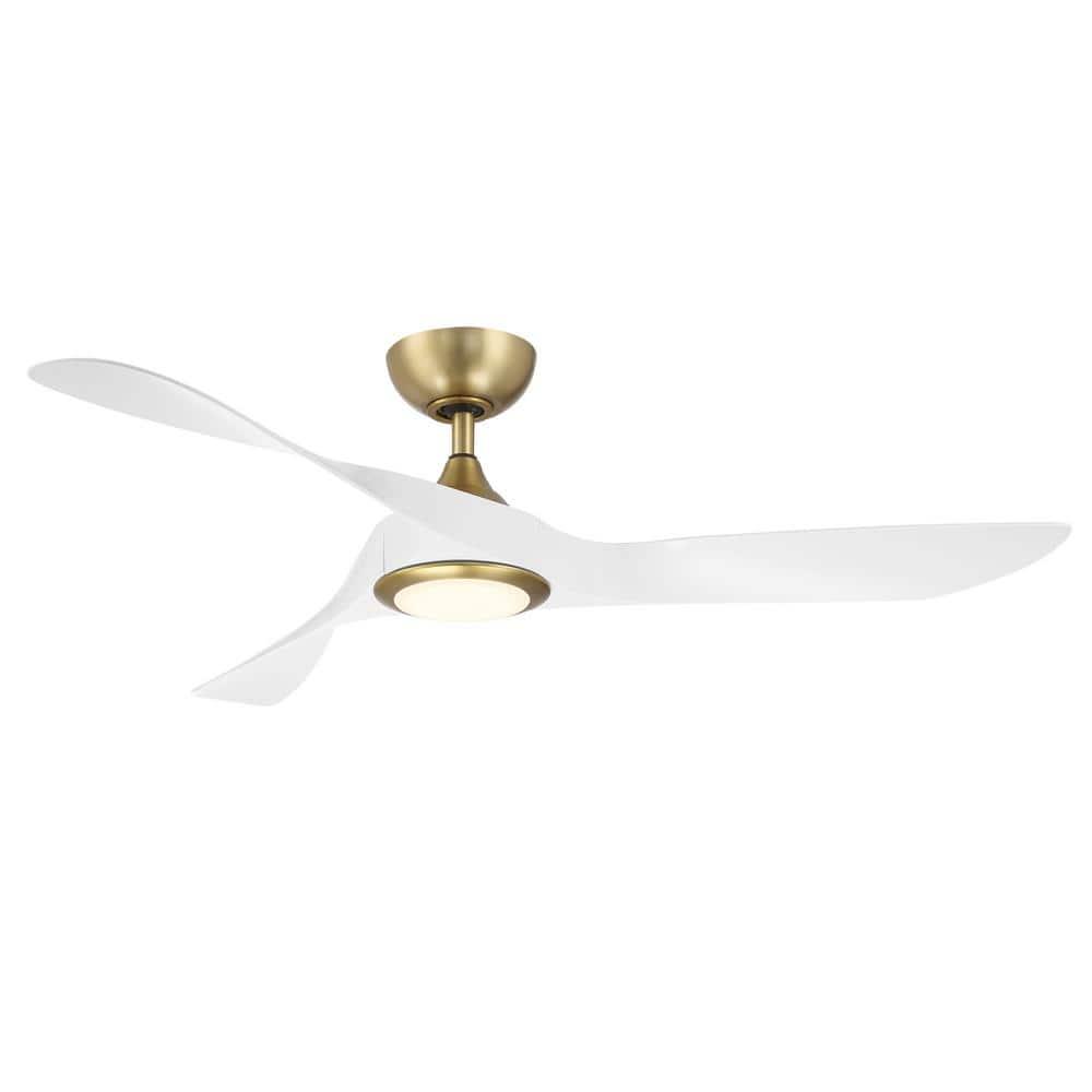 54" Swirl 3 - Blade Outdoor LED Smart Propeller Ceiling Fan with Remote Control and Light Kit Included