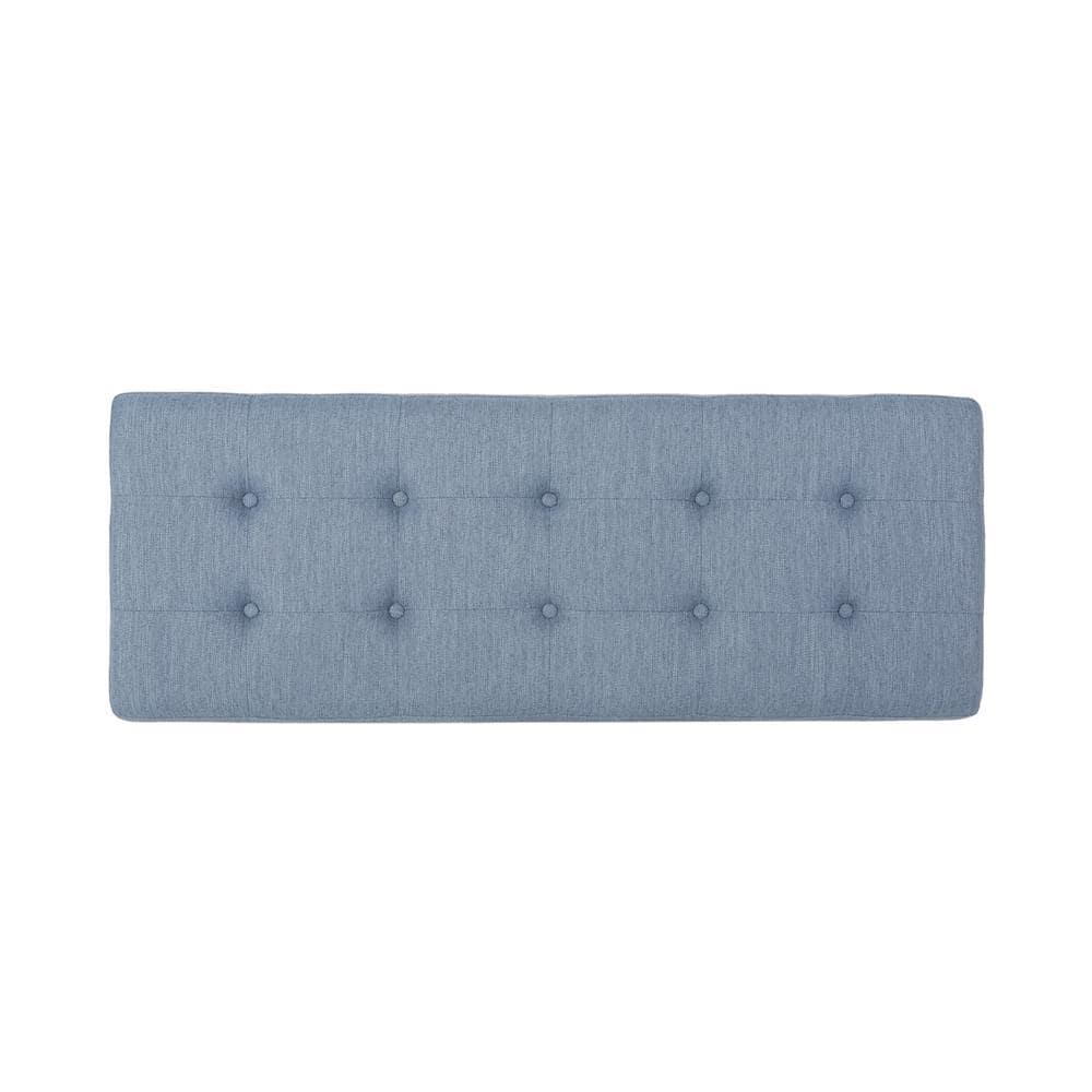 Noble House Dimitri Contemporary Fabric Ottoman Bench, Light Blue and Black