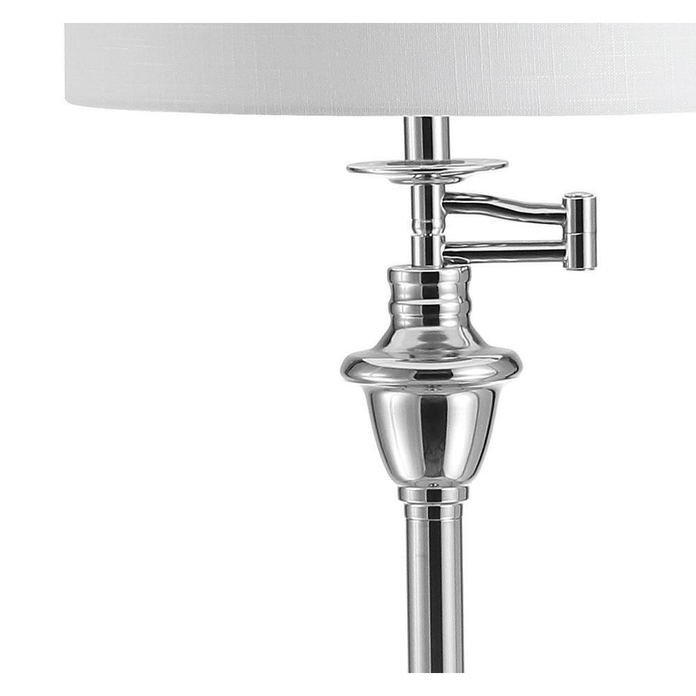 JONATHAN Y JYL3055B Cora 60" Metal/Glass LED Side Table and Floor Lamp, Contemporary, Transitional for living room, dinning room, bedroom, office Bulb Included, Chrome