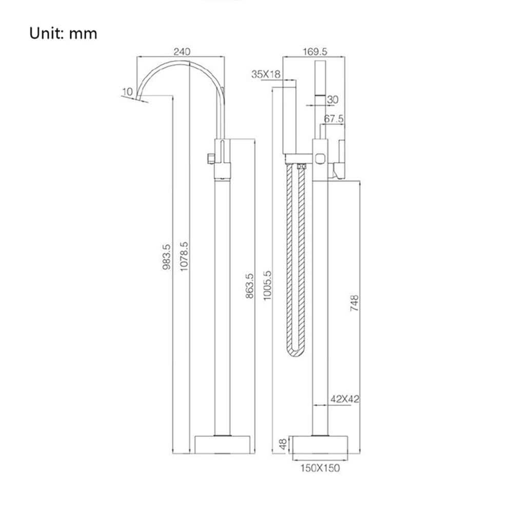 1 Handle Floor Clawfoot Tub Faucet with Diverter