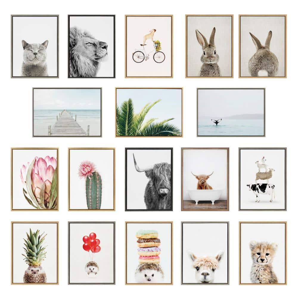 Kate and Laurel Sylvie Lone Joshua Tree Framed Canvas by Amy Peterson Art Studio, 18x40, Bright Gold