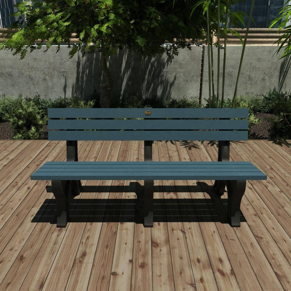 highwood Aurora Traditional 6 ft Commercial Park Bench Nantucket Blue