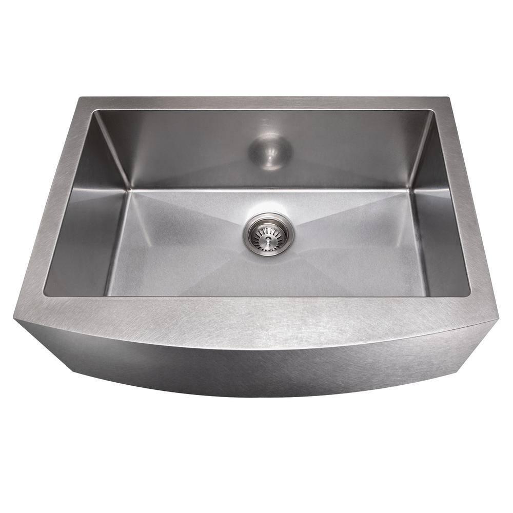 ZLINE 30 in. Zermatt Farmhouse Apron Mount Single Bowl DuraSnow Stainless Steel Kitchen Sink W/ Bottom Grid (SAS-30S)