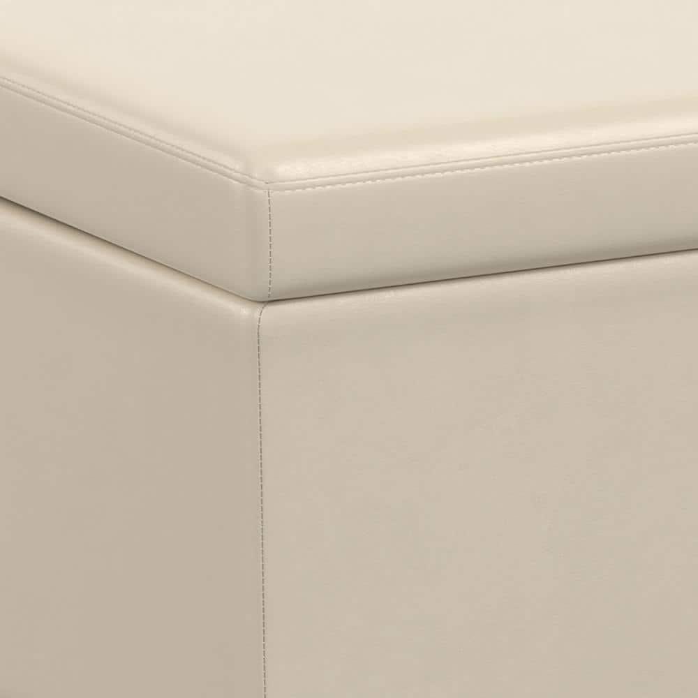 Simpli Home Avalon 54"W Upholstered Storage Ottoman Bench with Interior Storage and Safety Hinges