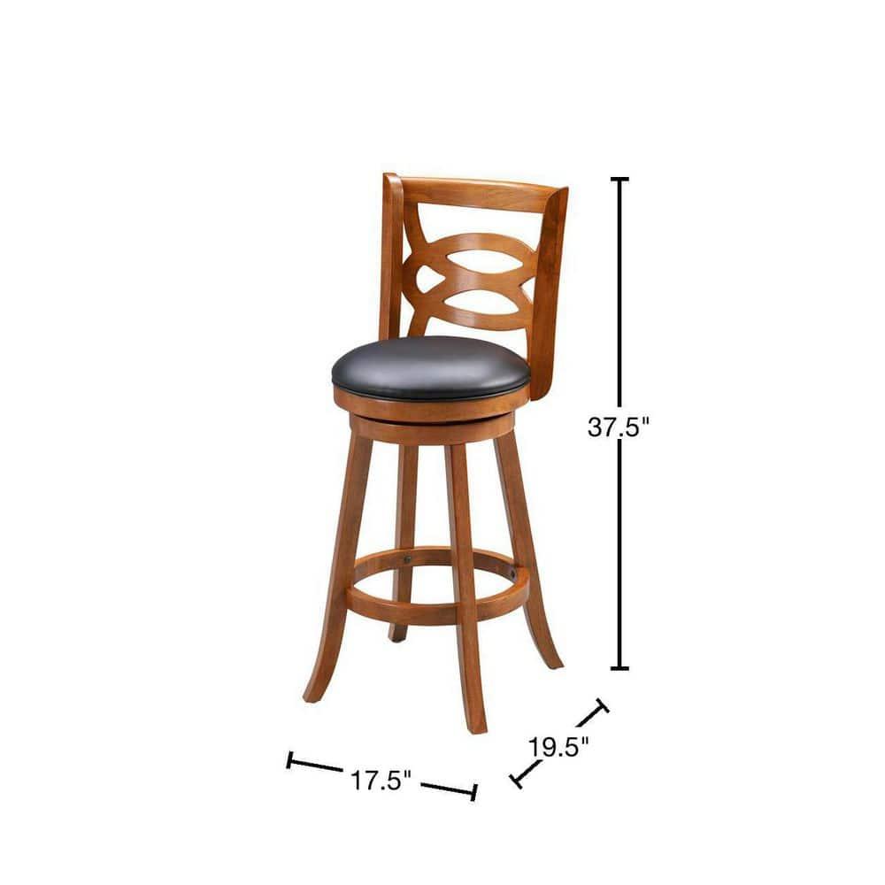 Boraam 24" Seina Counter Height Barstool Walnut Brown: Mid-Century Modern, Faux Leather Upholstery, Wood Frame