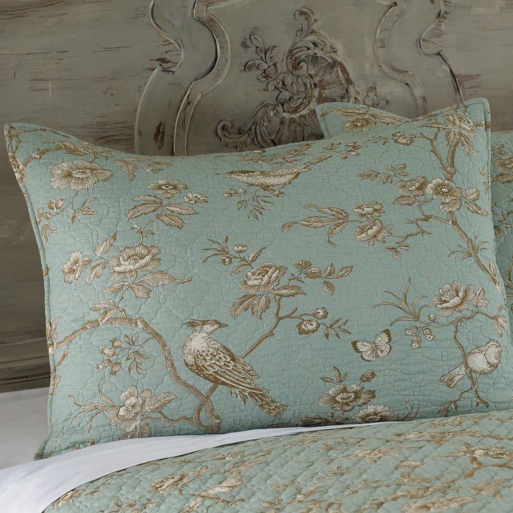 Lyon Teal Toile Quilt Set - One Twin/Twin XL Quilt and One Standard Sham Teal - Levtex Home