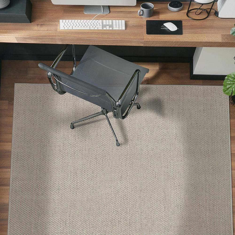 World Rug Gallery Solid Contemporary Indoor/Outdoor Area Rug - Ivory 5' x 7'