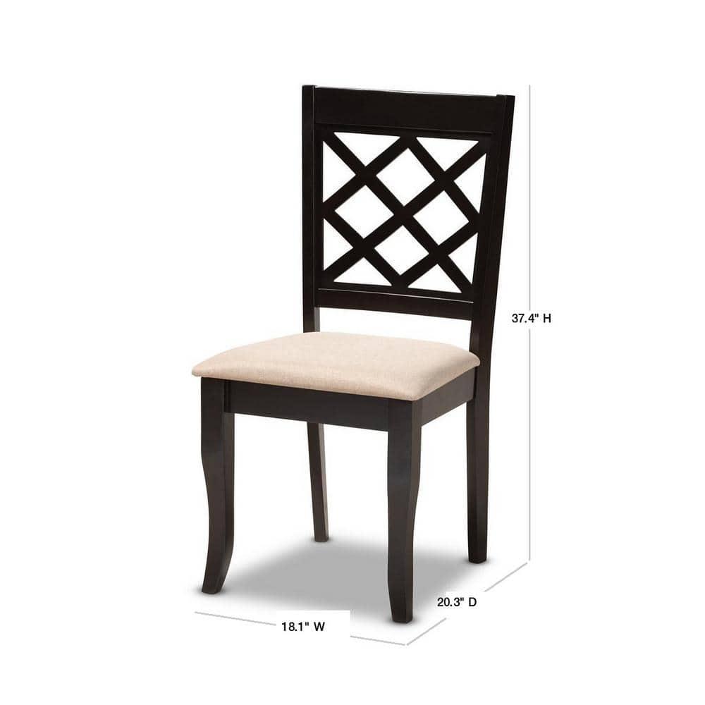 Set of 4 Jackson Dining Chair Sand/Espresso - Baxton Studio: Contemporary Cut-Out Back Design, Square Frame