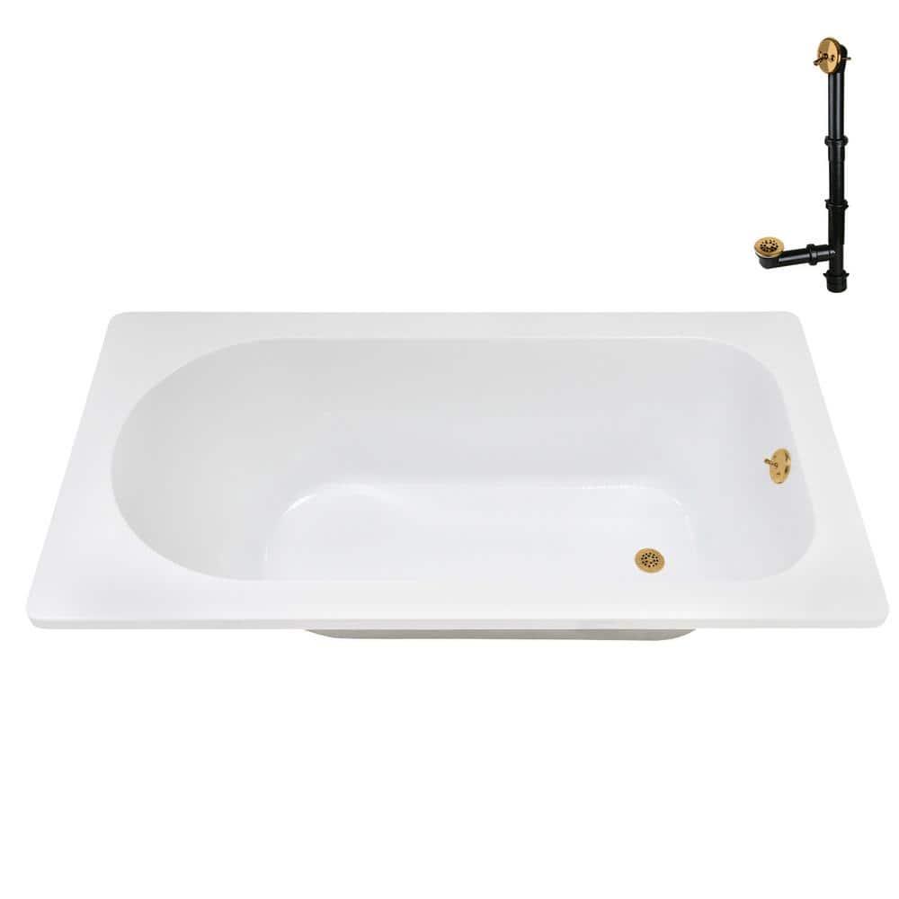 72" x 36" Acrylic Soaking Drop-In Bathtub, Drain Included