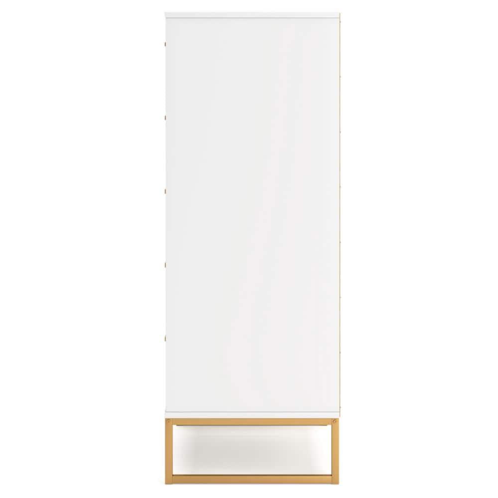 Signature Design by Ashley Socalle 5 Drawer Tall Dresser, White/Gold