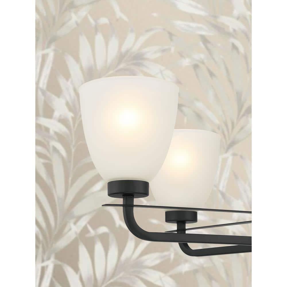 Mini Coal Black 5-Light Chandelier with Etched Glass Shade