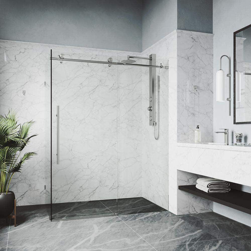 Elan E-class 46" W x 34" D x 76" H Sliding Frameless Shower Enclosure with 3/8" Clear Glass