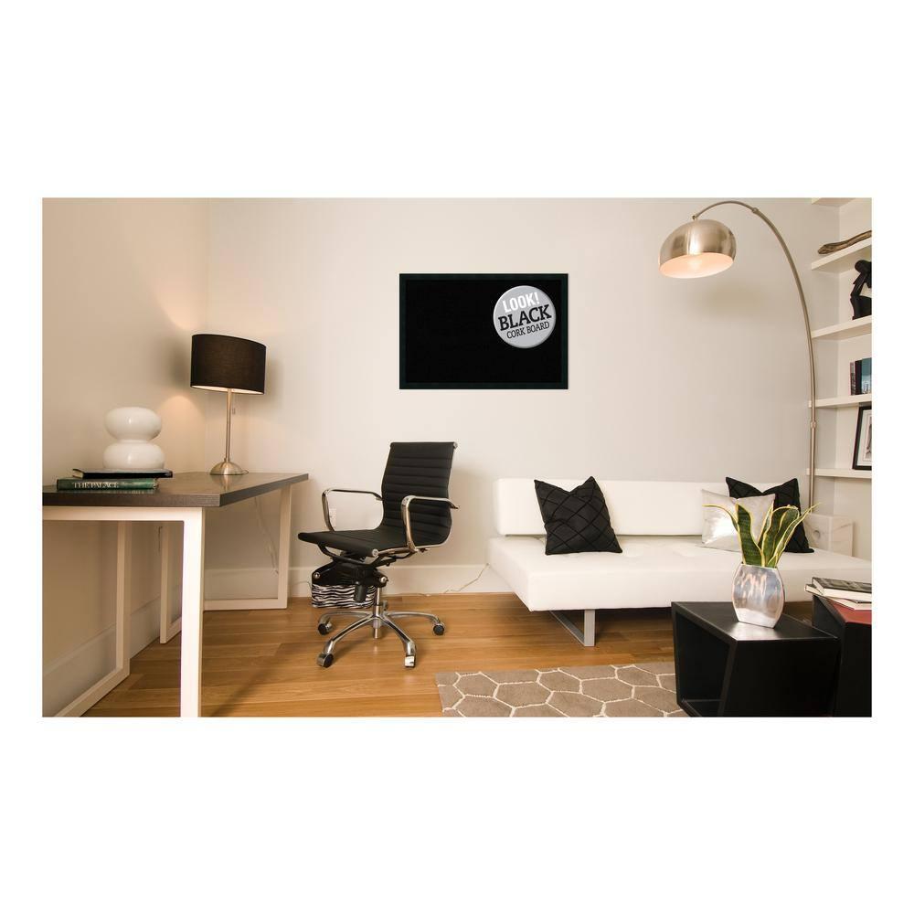 Amanti Art Black Cork Board for Wall, 26x38 Vision Board with Black Wood Frame, Large Corkboard Office Decor for Home Organization, Modern Contemporary Corkboard Pinboard to display items for home