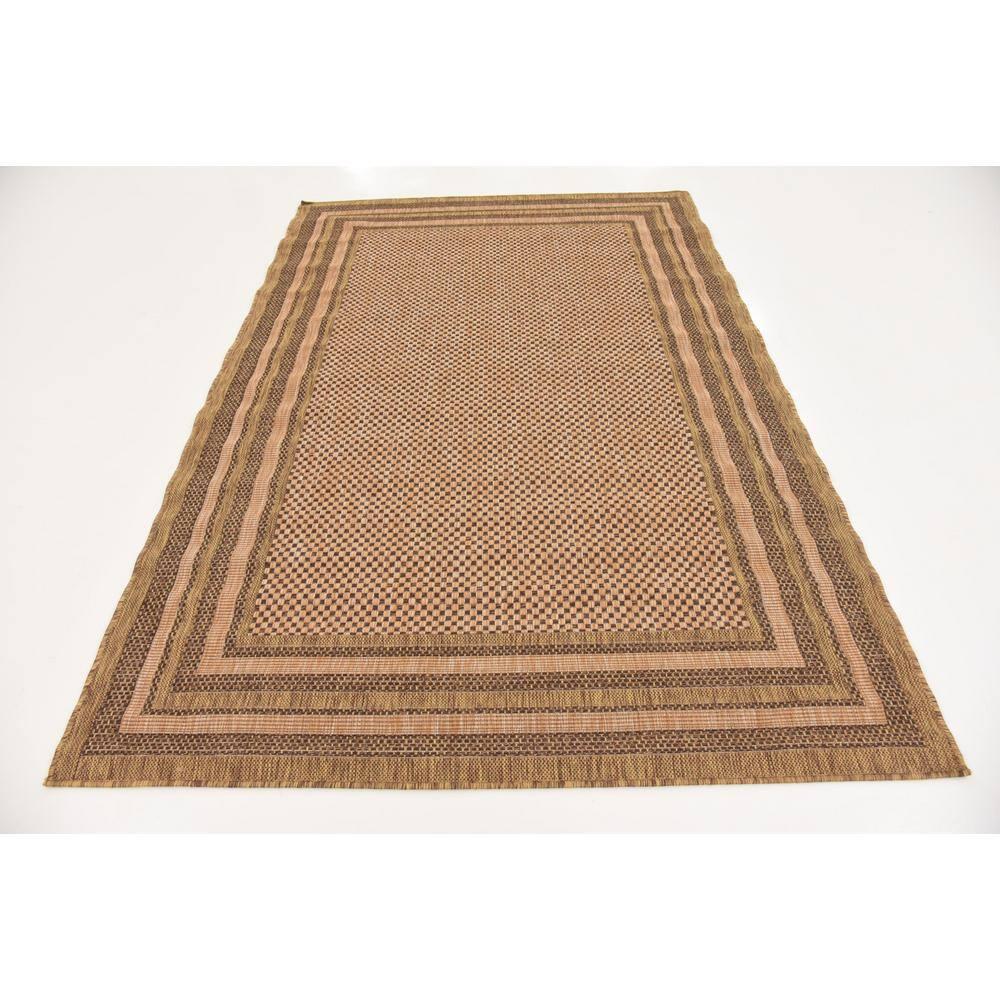 Unique Loom 5' 3 x 8' 0 Light Brown Outdoor Border Multi Border Area Rug