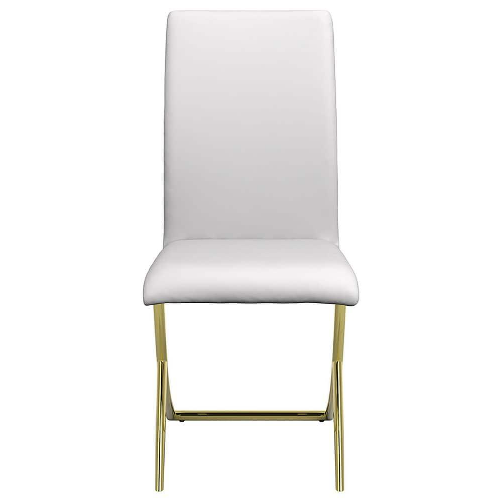 Coaster Chanel Upholstered Faux Leather Dining Chairs in White