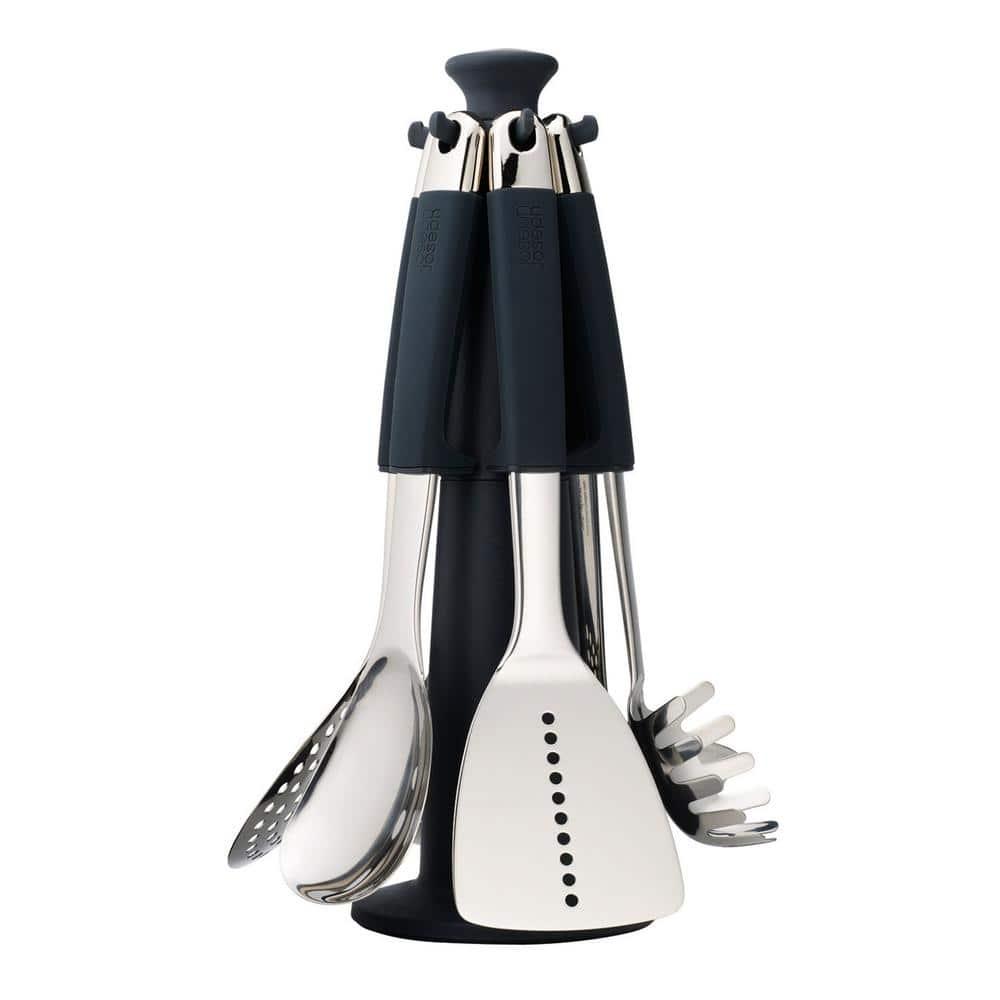 Joseph Joseph 6pc Stainless Steel 100 Collection Rotating Kitchen Utensil Set: Cooking Utensils & Spatula Set, Dishwasher-Safe