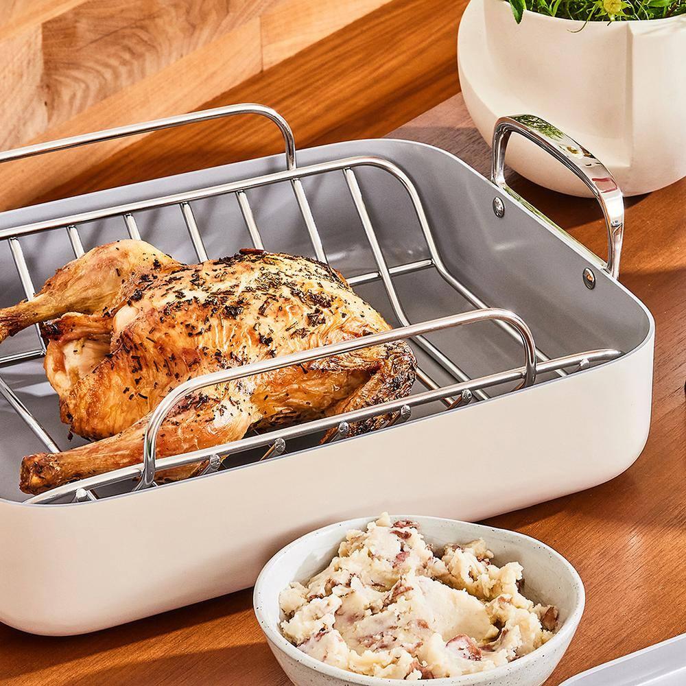 Caraway ® Perracotta Ceramic Non-Stick Roasting Pan with Rack