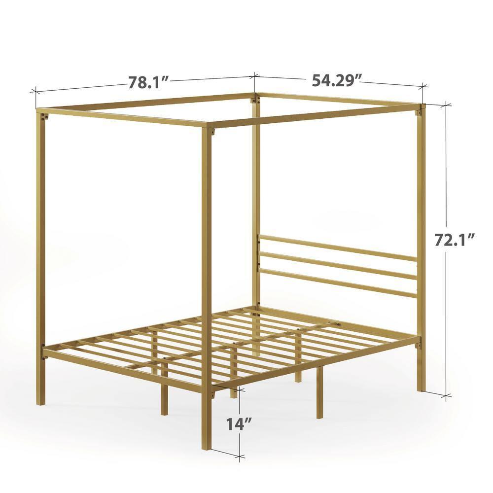 Zinus Patricia 72" Gold Metal Canopy Platform Bed Frame, Full