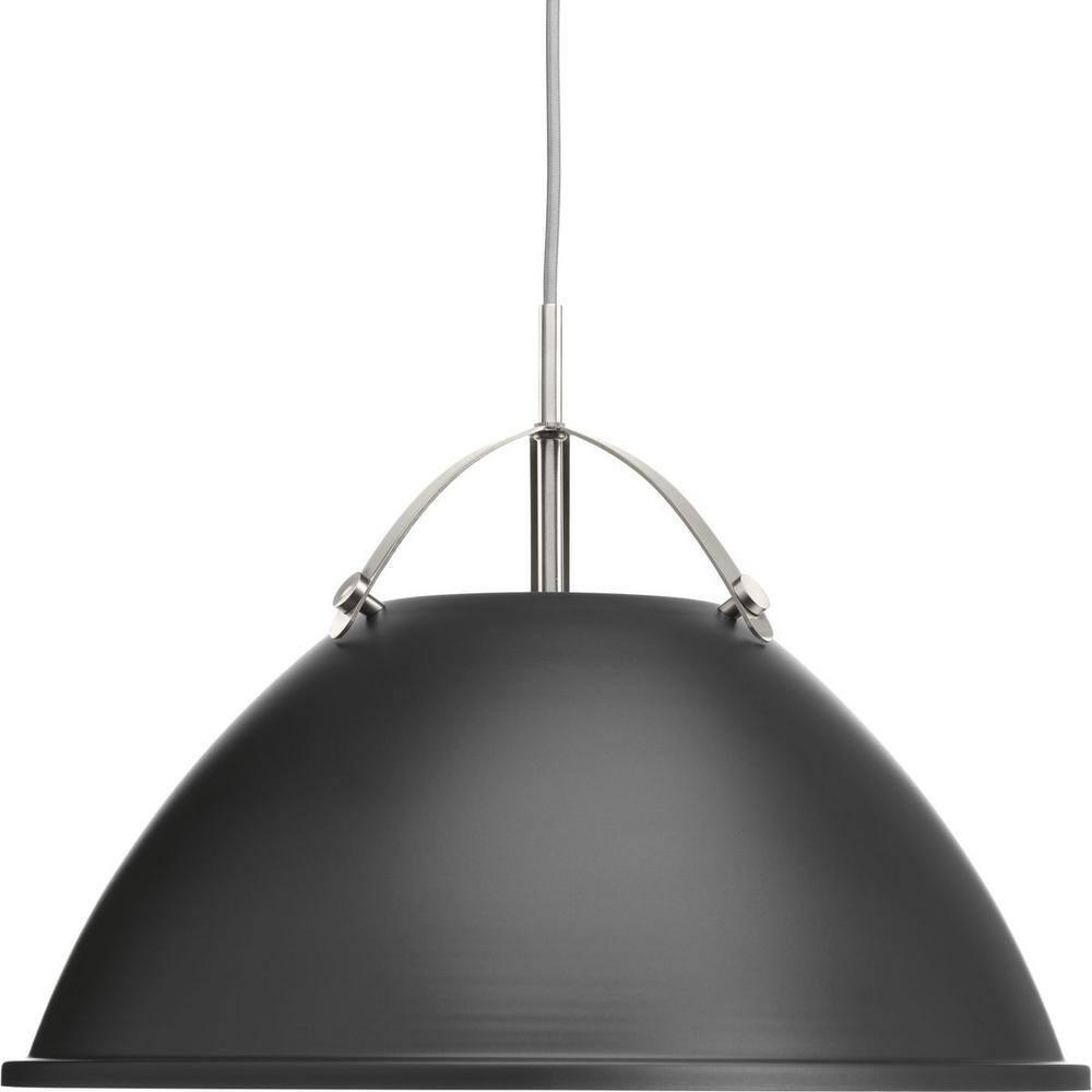 Progress Lighting, Tre Collection, 1-Light Pendant, Graphite, White Dome, Vintage Silver Shade