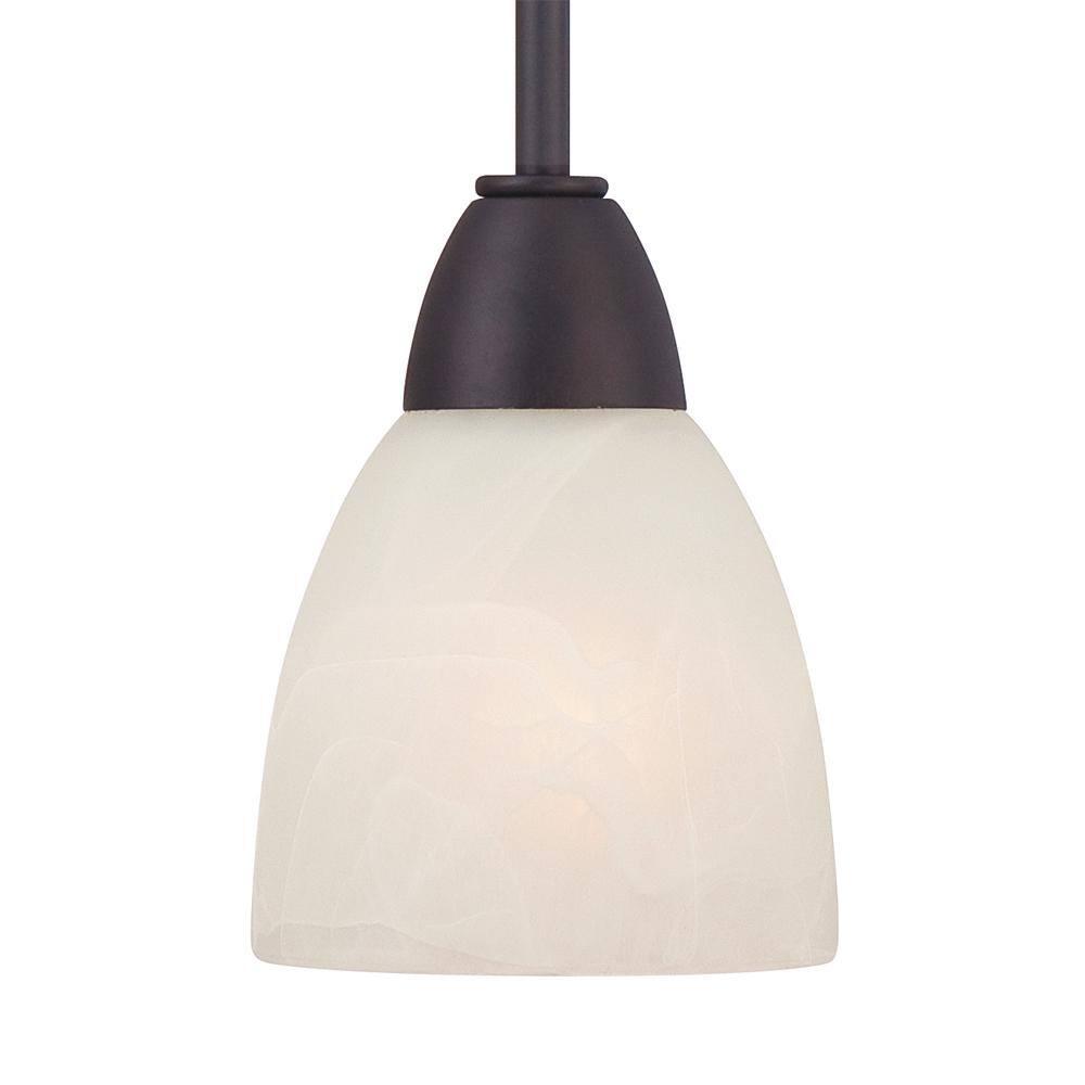 Torino Mini Pendant in Oil Rubbed Bronze with Alabaster Glass Shade