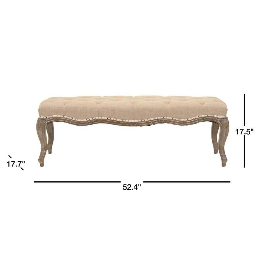 Ramsey Bench With Flat Black Nail Heads - Wheat/Natural Cream - Safavieh