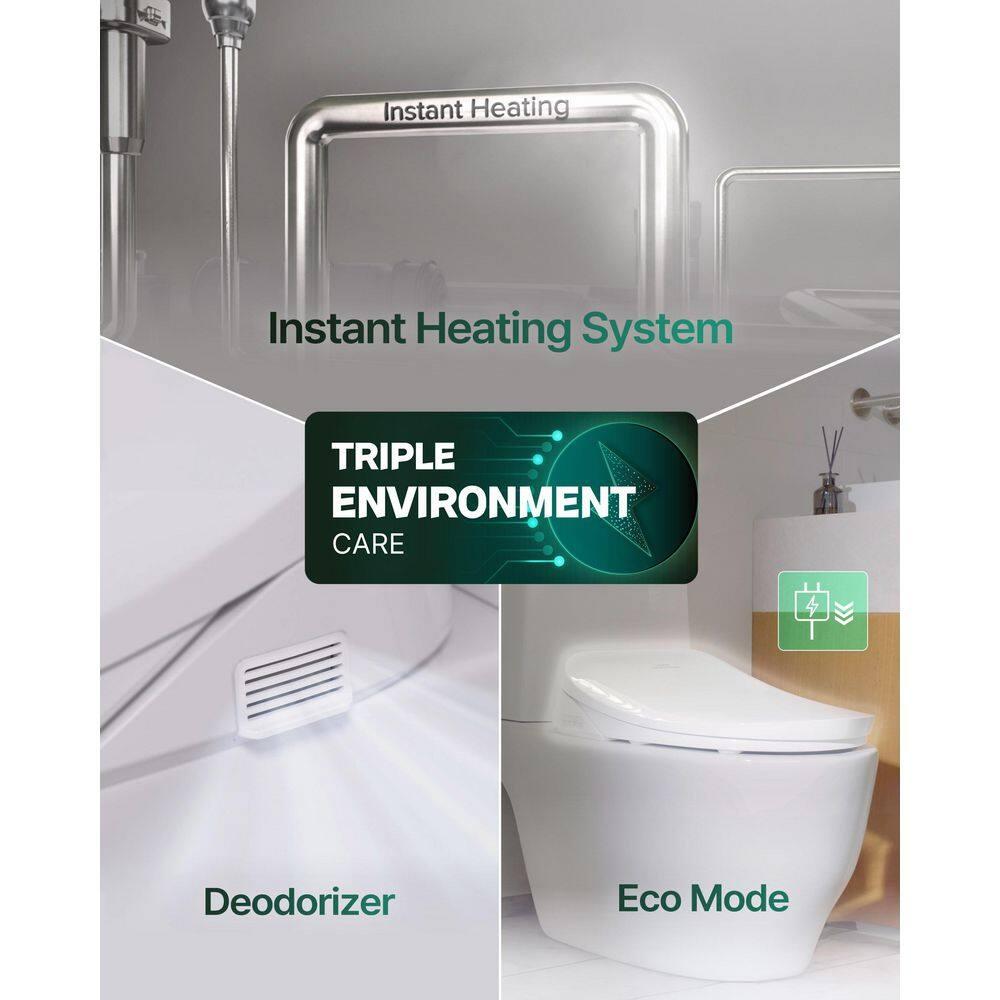 Bidetmega 500S Electric Instant Heating Bidet Seat for Round Toilets in White