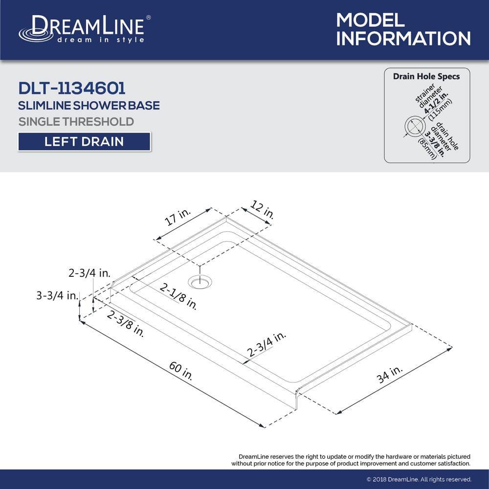 SlimLine 60" x 34" Single Threshold Shower Base