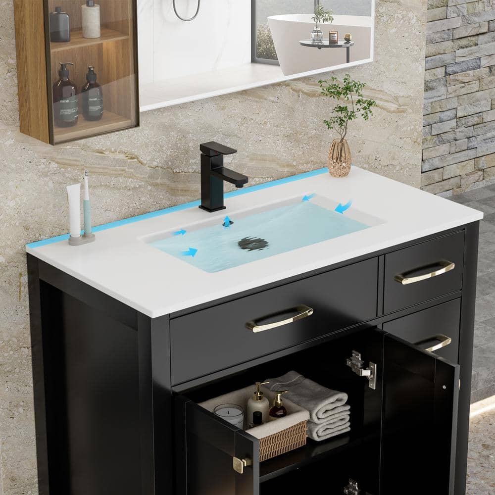 Eclife 36" Single Bathroom Vanity Set with Ceramic Sink Top, Water Saving Faucet