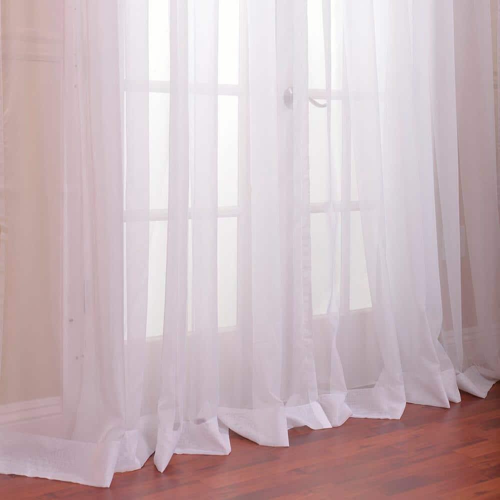 HPD Half Price Drapes SHCH-VOL1-96-SLDW Extra Wide Voile Poly Sheer Curtain (1 Panel), 100 X 96, Solid White