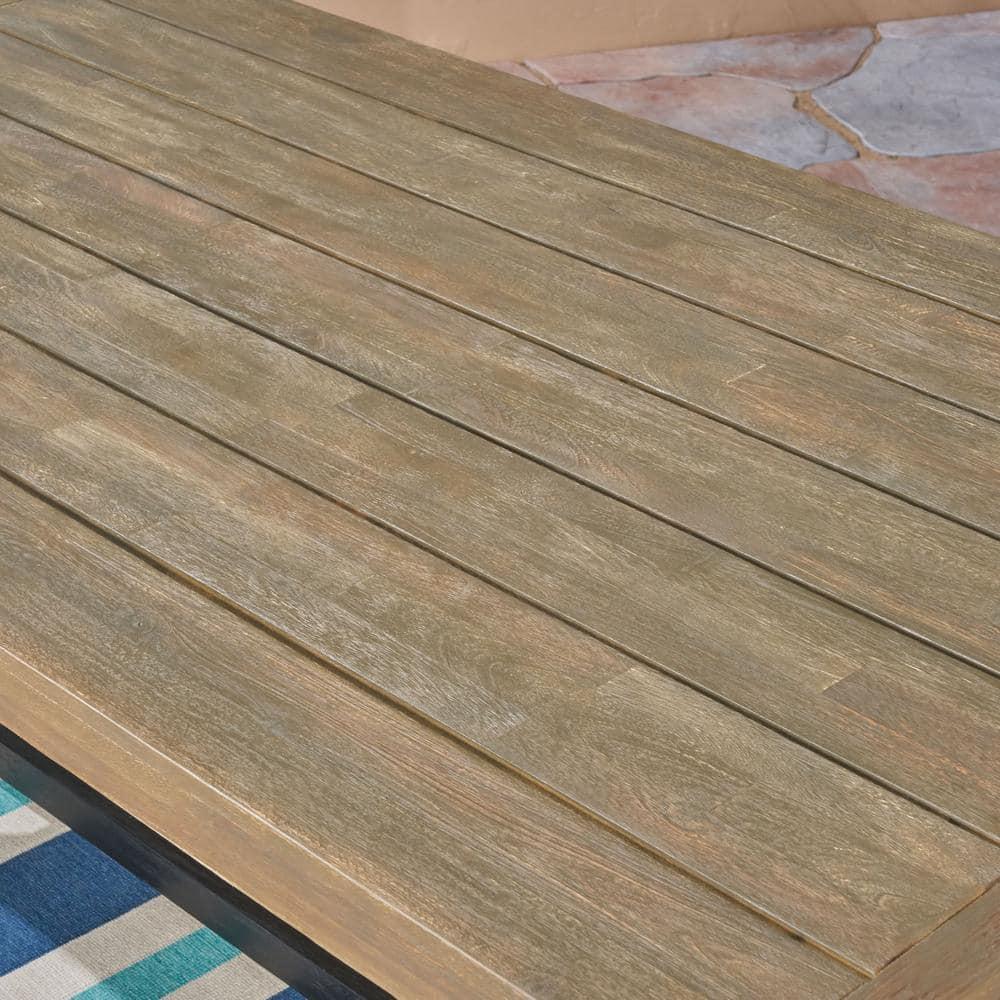 Noble House Raphael 70.75" Wood Top Patio Dining Table in Sandblast Gray