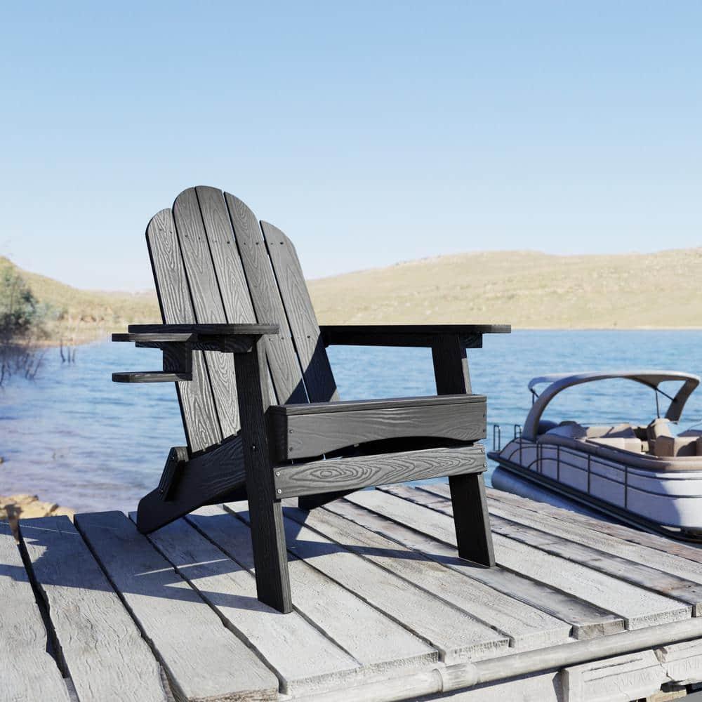 Emerico A Set Of 4 Adirondack Chairs, Foldable Poly Adirondack Chairs, Modern Plastic Adirondack Fire Pit Chairs, Suitable For Terraces, Porches, Decks, Swimming Pools, Gardens, And Backyards