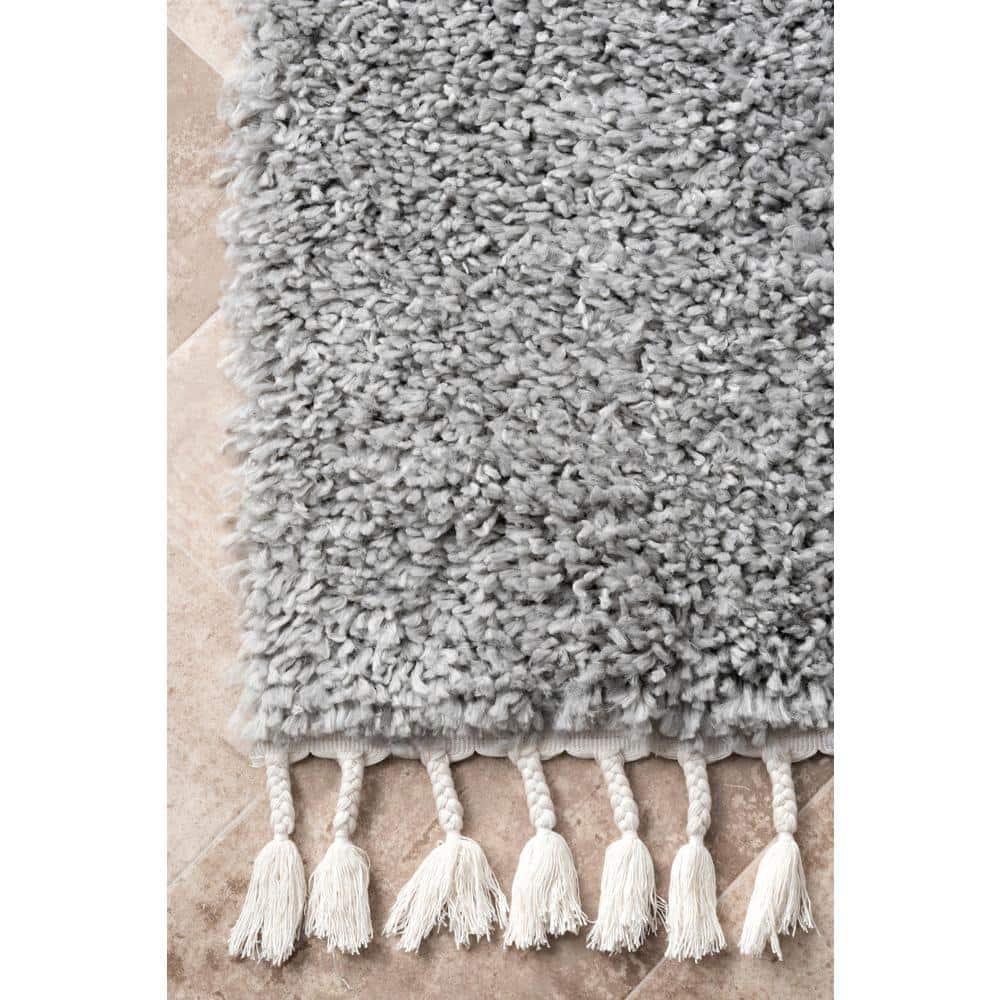 Nuloom Neva Solid 3x5 Accent Shag Indoor Area Rug for Living Room Bedroom Dining Room Nursery Entryway, Grey/Ivory