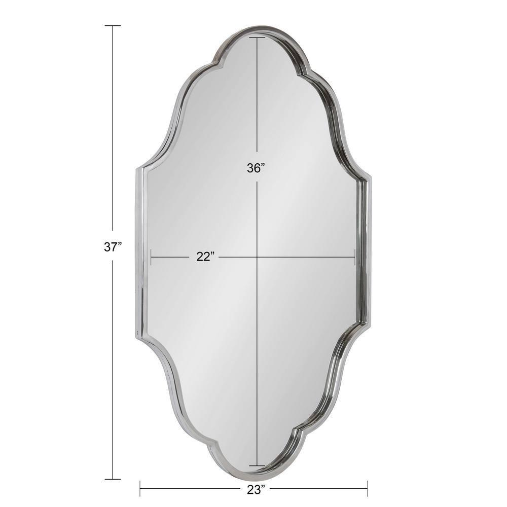 23" x 37" Rowla Framed Decorative Wall Mirror Silver - Kate & Laurel All Things Decor: Arched, Curved, Metal Mount