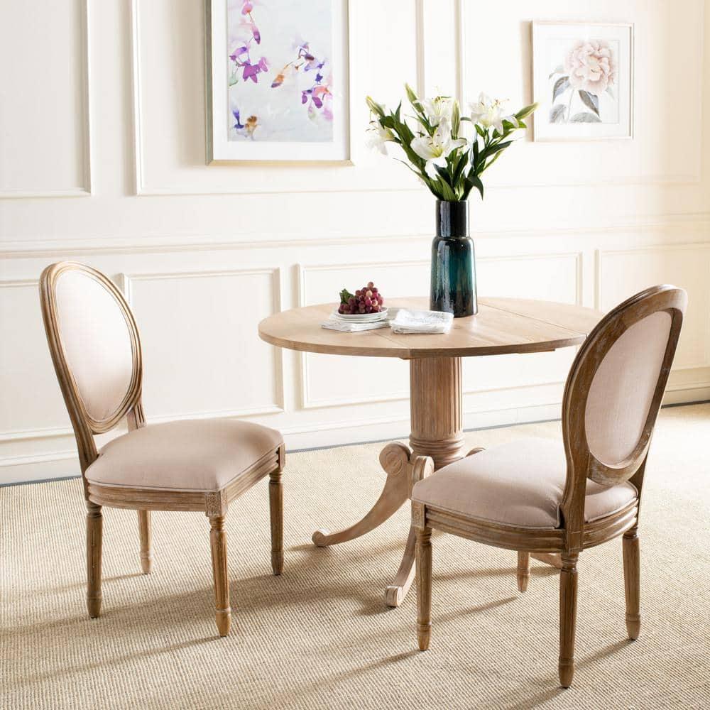 Holloway 19''H French Brasserie Oval Side Chair (Set of 2) - Beige/Rustic Oak - Safavieh