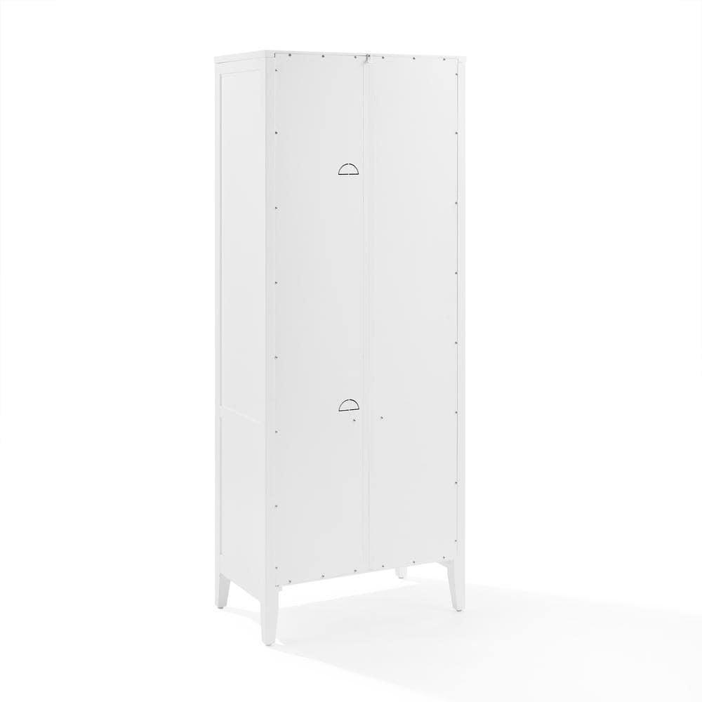 Crosley Genevieve Storage Pantry White: Modern Farmhouse Design, 2 Doors, 2 Drawers, Adjustable Shelves