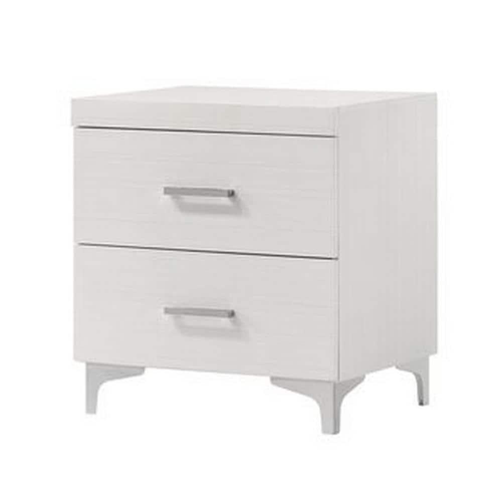 Gzxs Modern White Nightstand with 2 Storage Drawers, Wooden Small Bedside Table with Metal Handles and Legs, 22"L x 16"W x 23"H