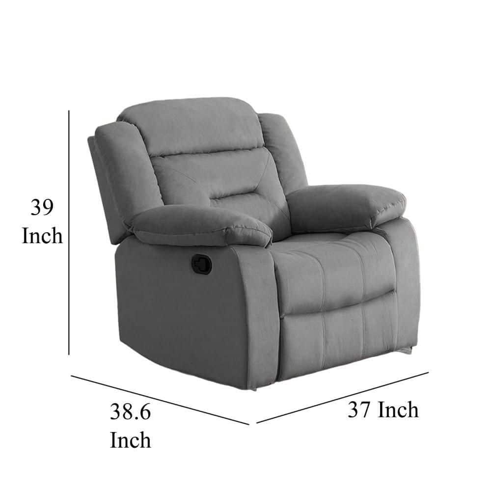 Benjara Niko Manual Recliner Chair, Plush Tufted Velvet, Solid Wood