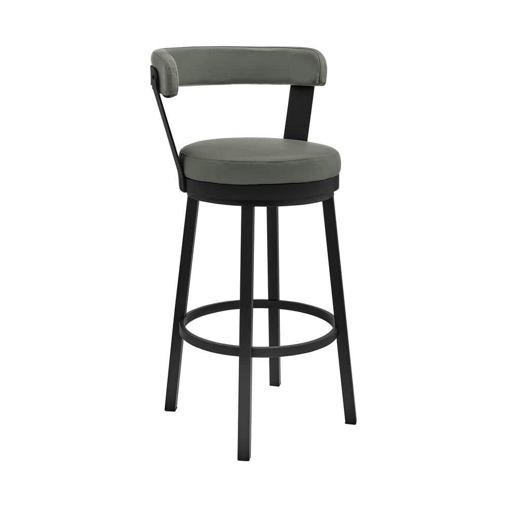 Armen Living Bryant Swivel 30 in. Faux Leather Bar Stool