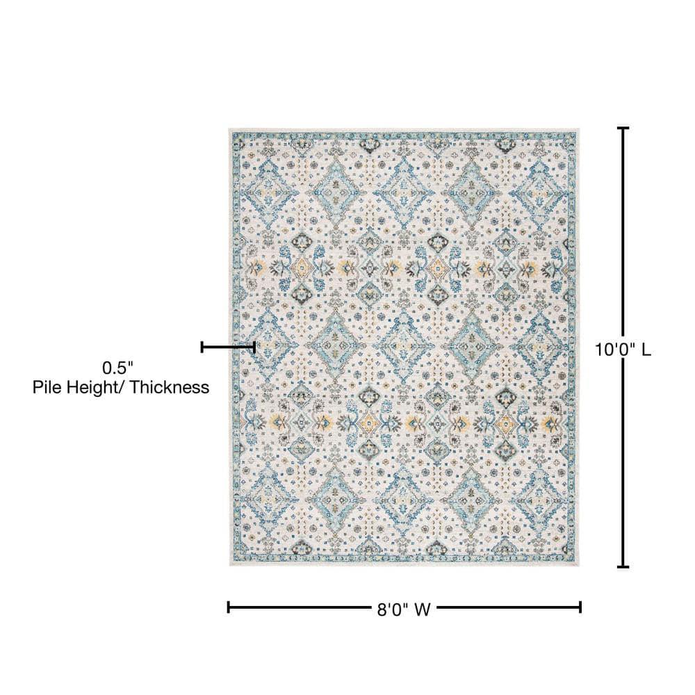 Evoke EVK224 Power Loomed Area Rug - Ivory/Light Blue - 8'x10' - Safavieh.