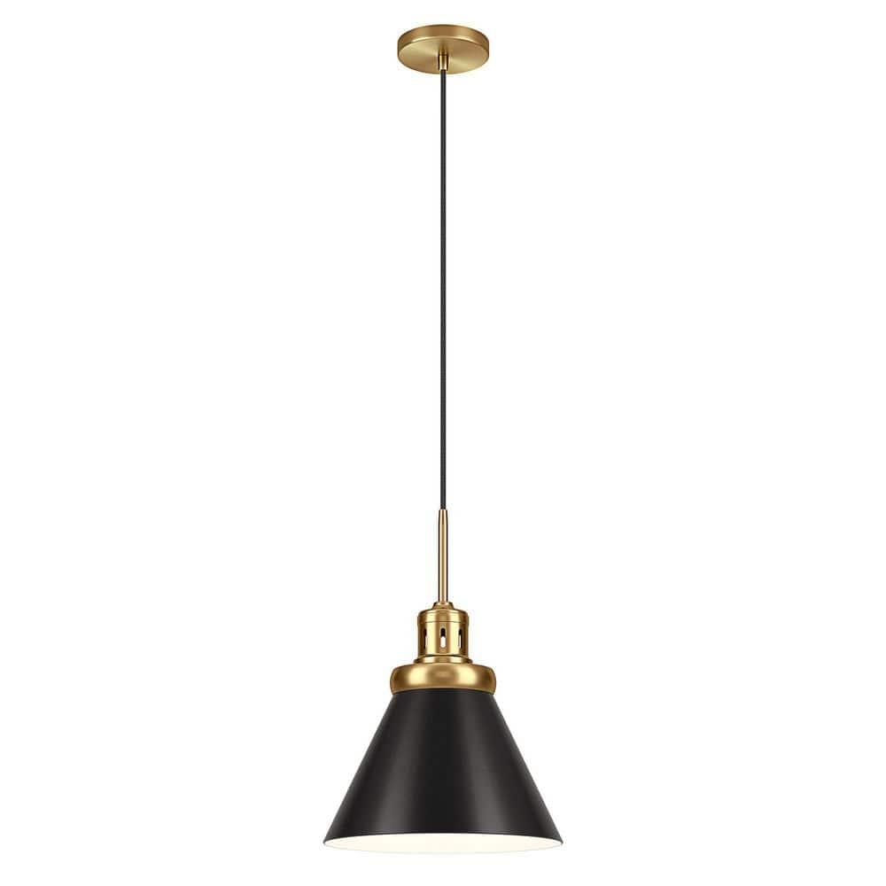 Evelyn&Zoe 17" Brushed Brass/Blackened Bronze Pendant