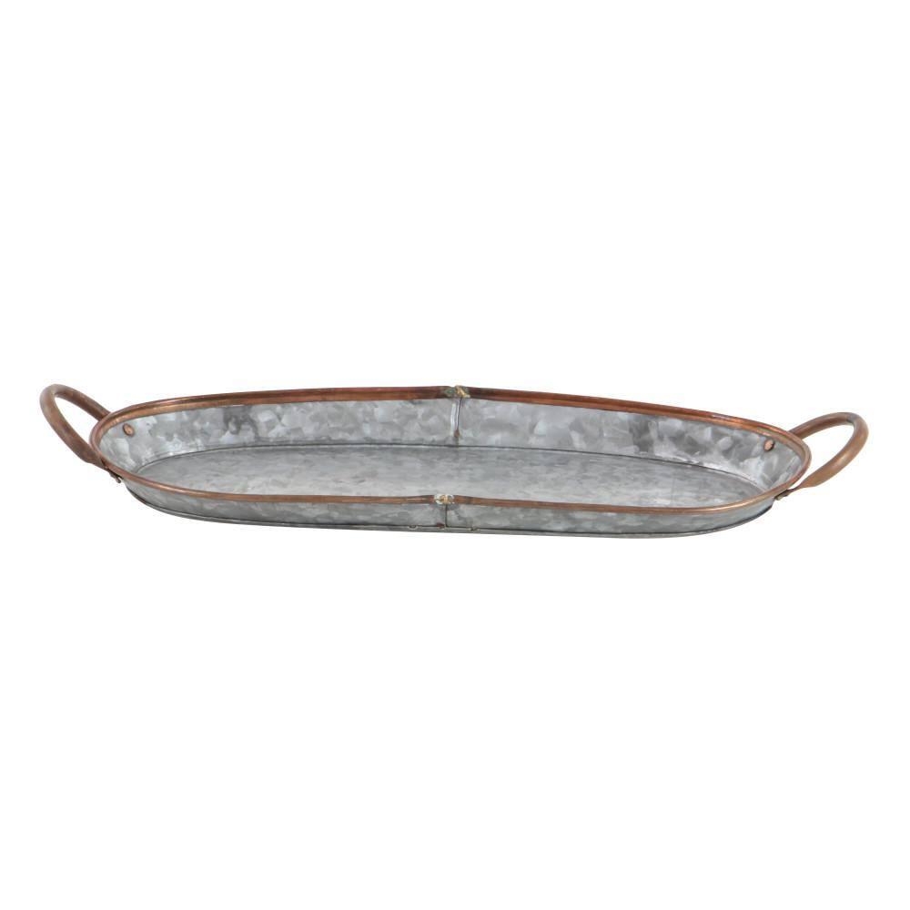 DecMode 14", 22", 28"W Gray Metal Galvanized Tray, 3-Pieces