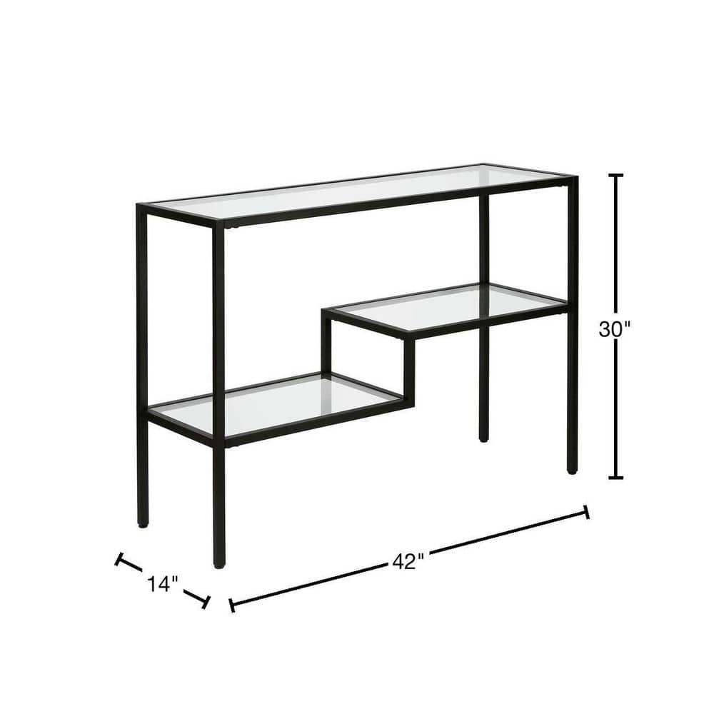 Evelyn&Zoe Lovett 42" Wide Rectangular Console Table, Blackened Bronze