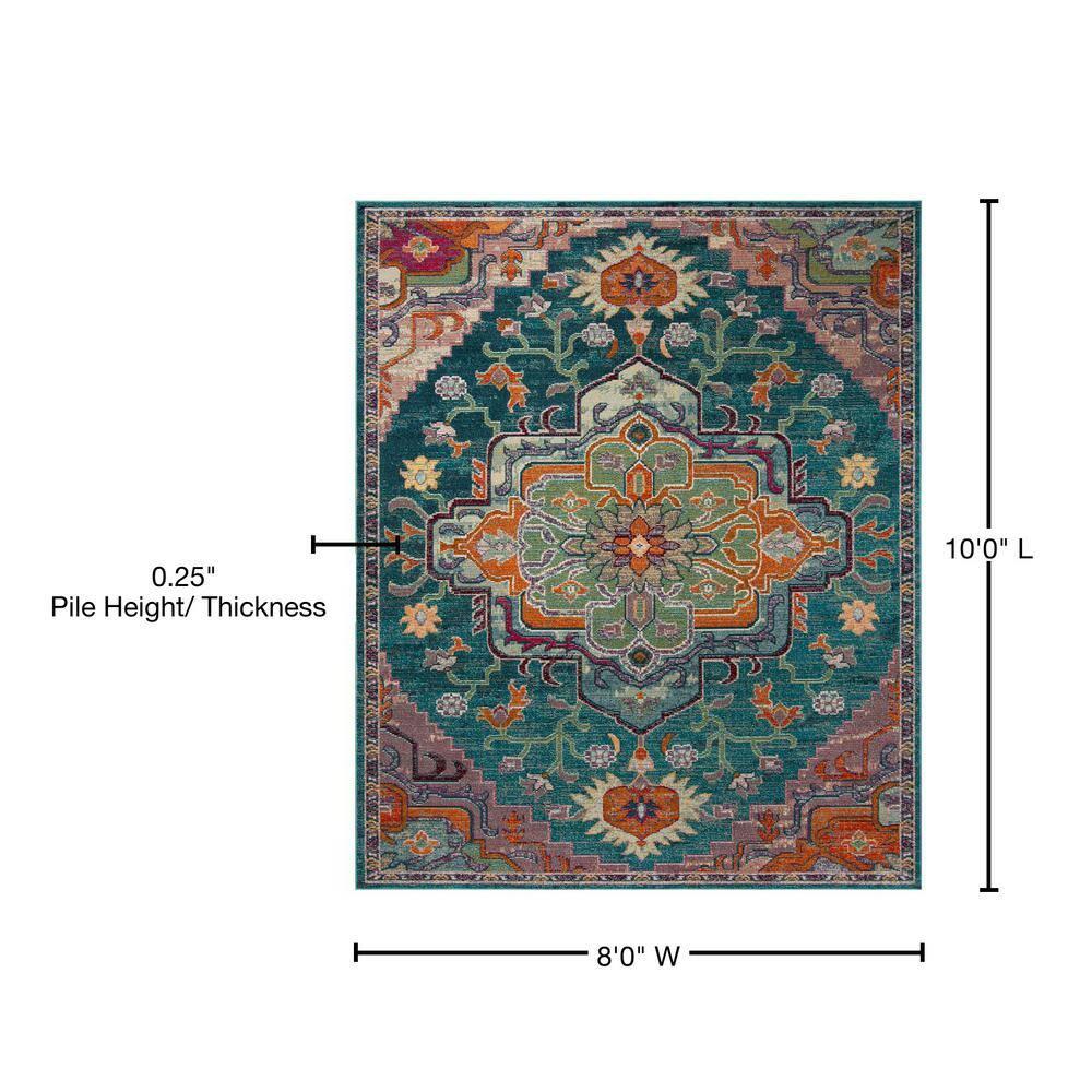 Crystal CRS501 Loomed Indoor Area Rug - Teal/Rose - 8'x10' - Safavieh