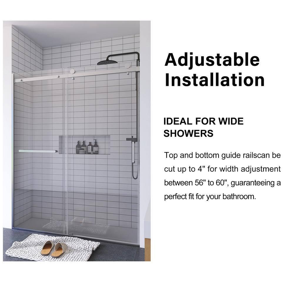 56"-60 ‘W x 75’ Aluminum Framed Single Slide Design Shower Door