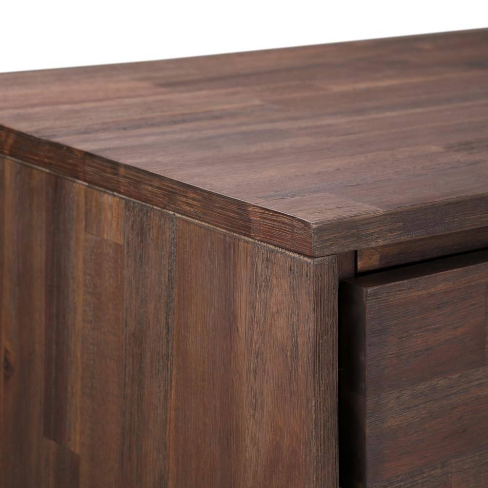 Distressed Charcoal Brown Acacia Wood Office Storage Cabinet