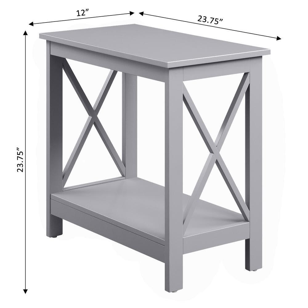 Oxford Chairside End Table with Shelf Gray